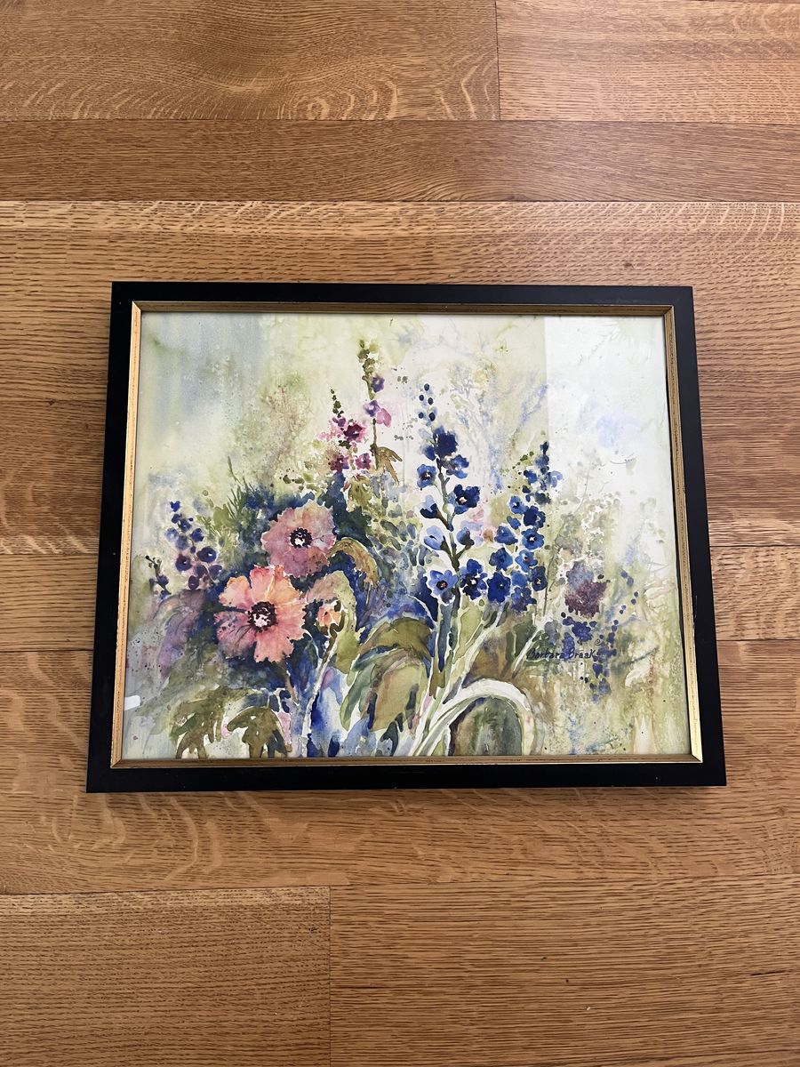 Original signed and framed watercolor by Barbara Braak 18.5x15.5