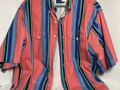 Vtg 90s Wrangler Brushpopper Cowboy Cut X-long Tail Pink Striped Size 17 1/2