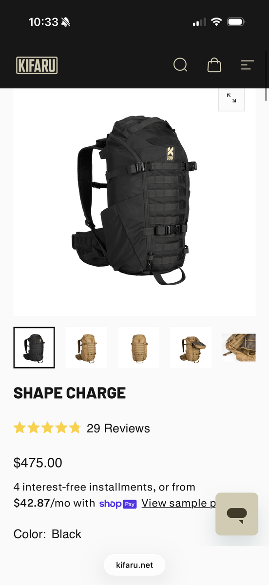 Kifaru Shape Charge pack