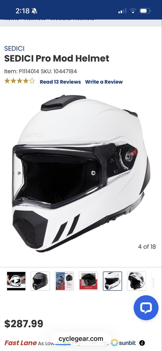 Sedici Pro Mod Modular Motorcycle Helmet Medium White