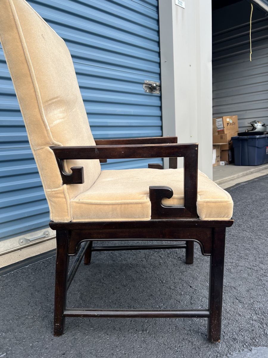 6 Vintage Asian Modern Dining Chairs – 2 Armchairs + 4 Side Chairs