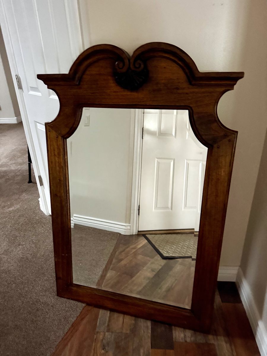 Vintage Wooden Framed Wall Mirror