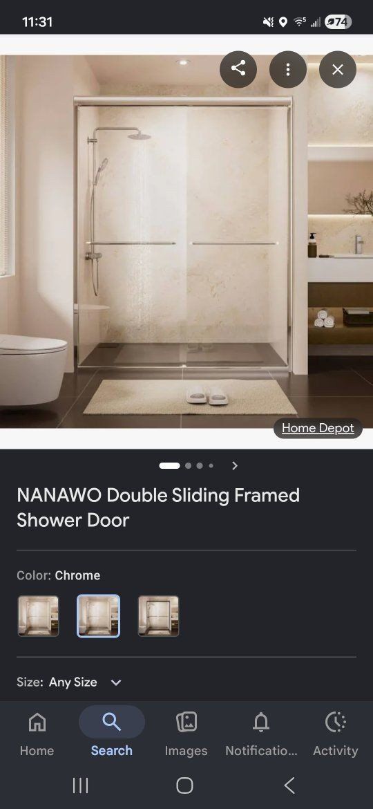 60" x 72" Sliding Shower Doors 
*Brushed Silver ***