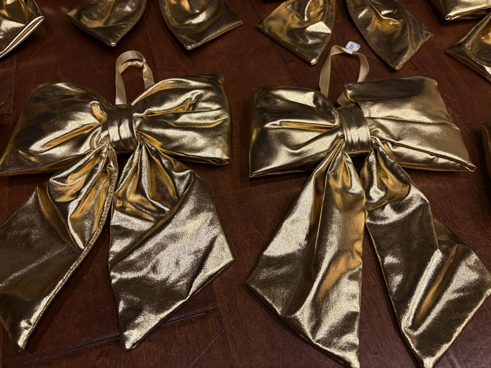 7 New Shiny Gold Bow Ornaments 