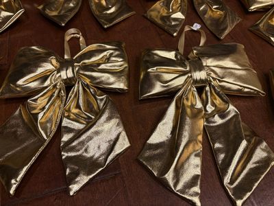 7 New Shiny Gold Bow Ornaments