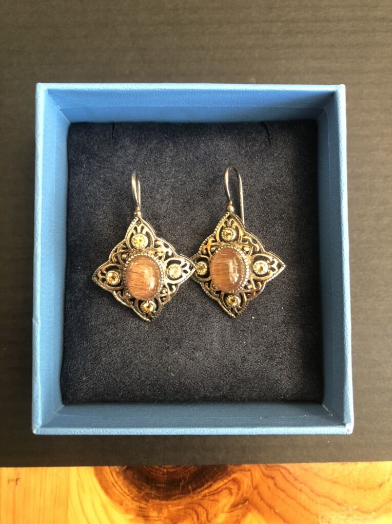 Sterling Silver With 18K Accent Multi-gem Earring