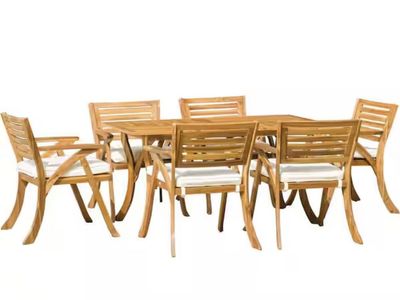 6 Teak Patio chairs (new in box) with cushions