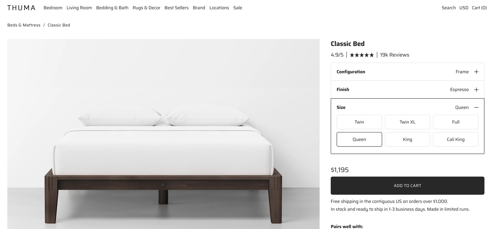 Thuma "The Bed" - Queen Frame - Excellent Condition