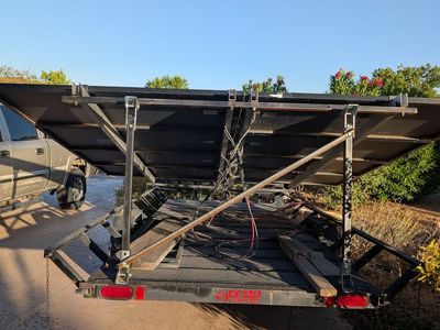 Mobile trailer with 8 solar panels (180W matched to Blueitt battery inputs)