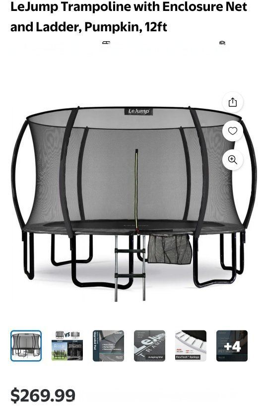 New Lejump 12 ft whitening spring zero trampoline with safety net