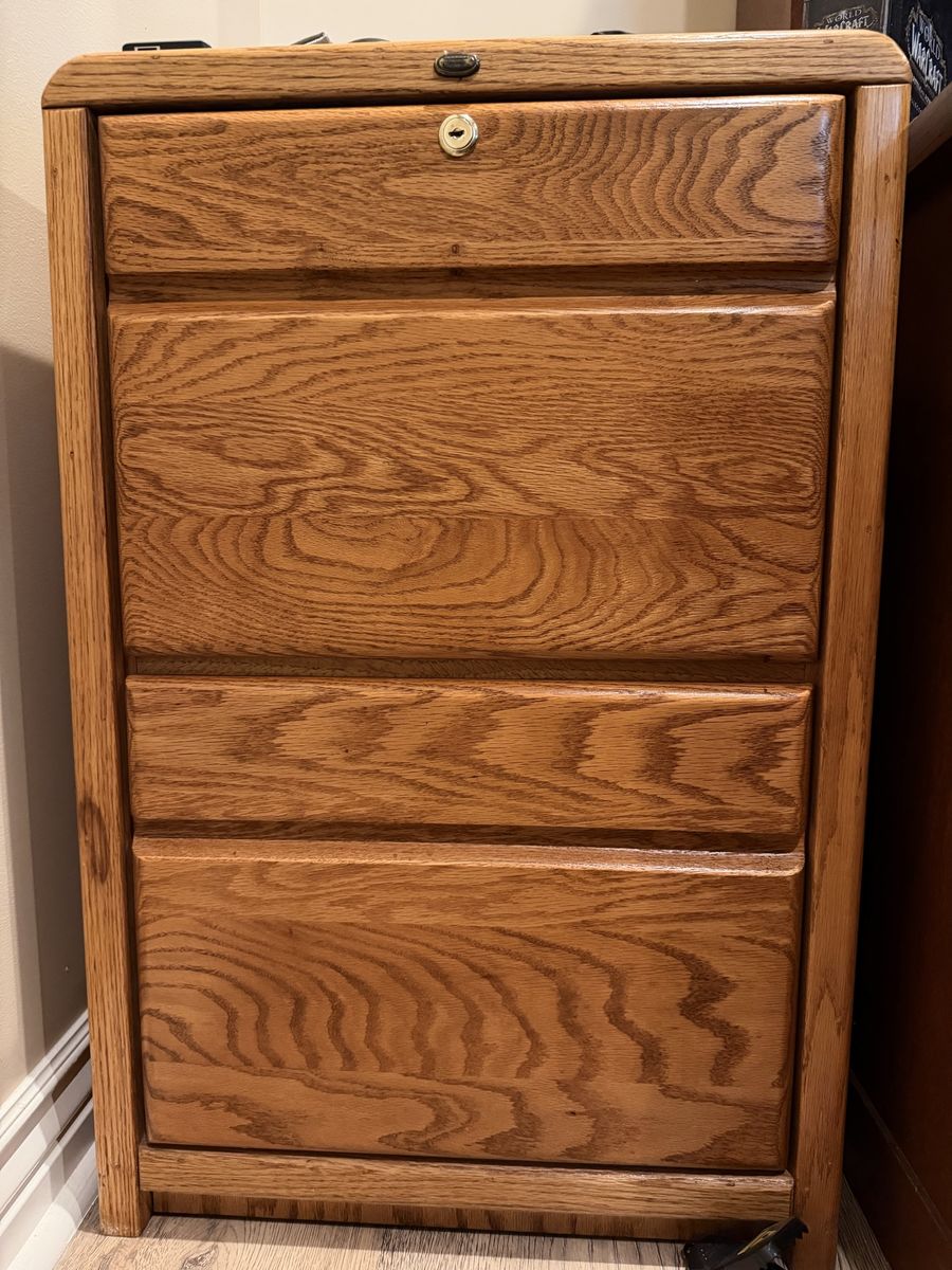 Solid Oak Wood File Cabinet - Legal/Letter Size, 20"W x 24.5"D x 30"H