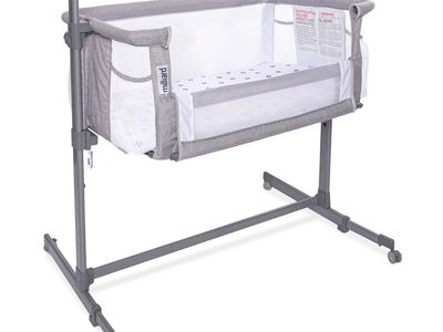 Milliard Side Sleeper Bedside Bassinet - Grey, Adjustable Height, Portable & Easy to Assemble