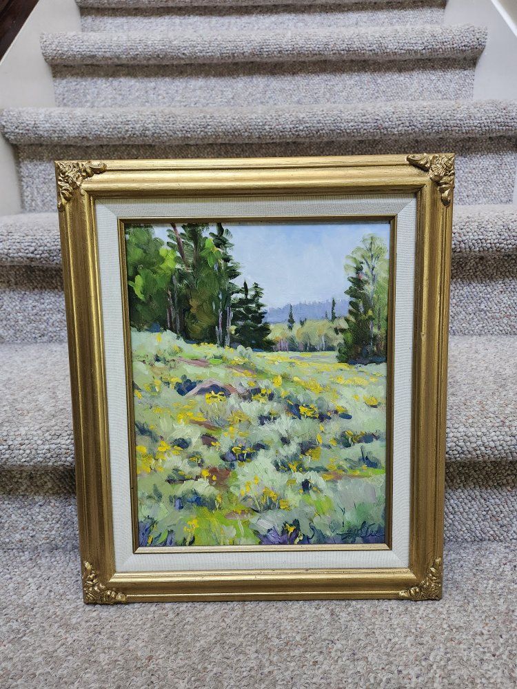 Wallace G. Lee "Yellow Wild Flowers" Original Framed Oil Painting, WGL 207