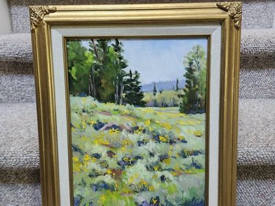 Wallace G. Lee "Yellow Wild Flowers" Original Framed Oil Painting, WGL 207