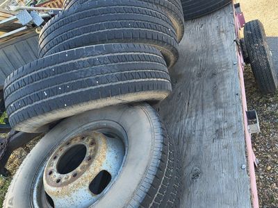 F350 dually 2011 Used Tires on Steel Rims - Set of 6 - 245 75 17