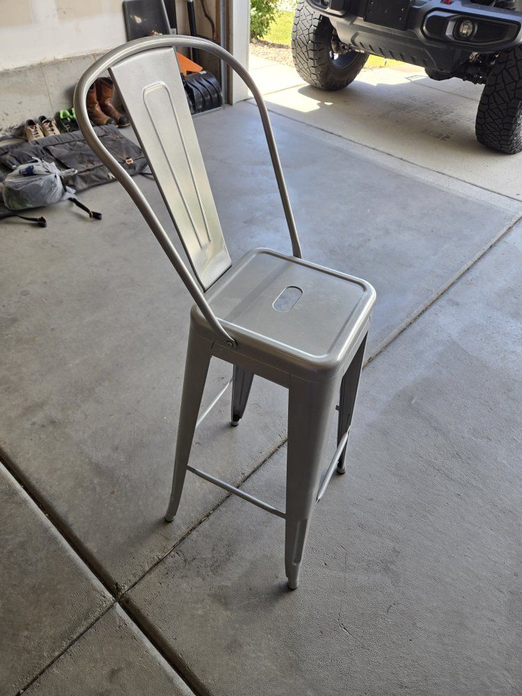 Industrial Style Metal Bar Stool with Back - Gray