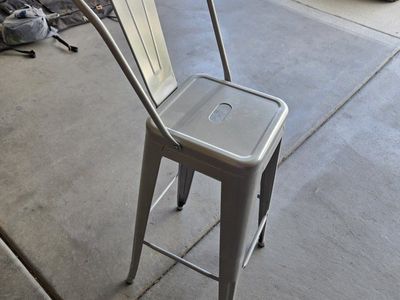 Industrial Style Metal Bar Stool with Back - Gray