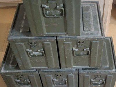 RARE Vintage 1945 Ferro MFG. Co. MK1 Military Ammunition Component Box / Ammo Cans