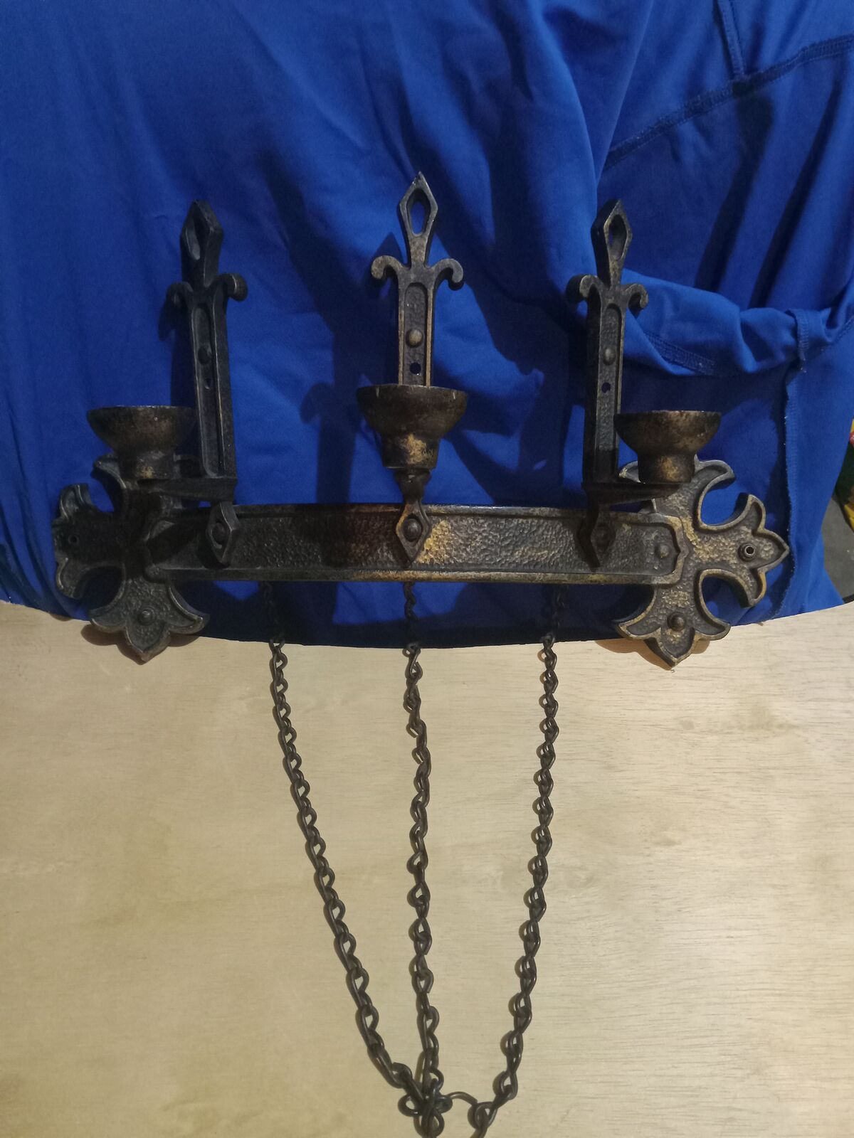 REDUCED AGAIN. Midwest Inc., 3 candle wall mount, vintage iron metal, candle holder. NEW