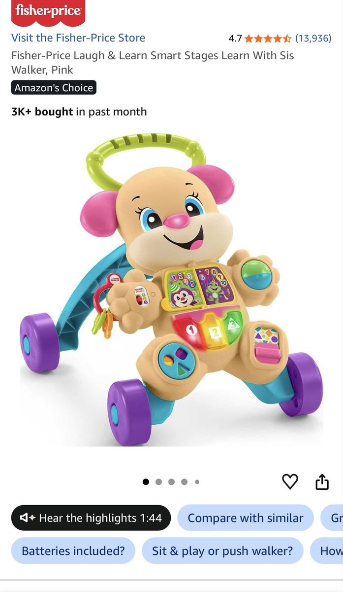 Fisher-Price Laugh & Learn Smart Stages Sis Push Walker