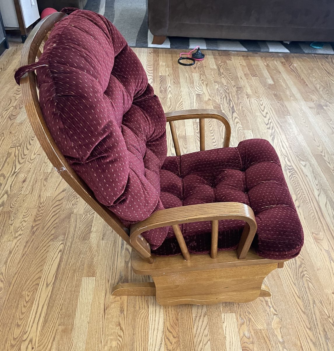 Vintage Solid Oak Glider Rocking Chair