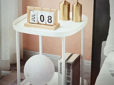 2-Tier White Side Table