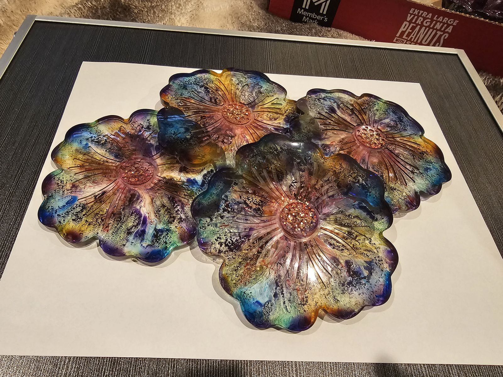 Handmade Resin Flower Coasters Set