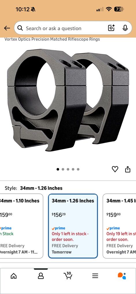 Vortex Precision Matched Scope Rings 34mm