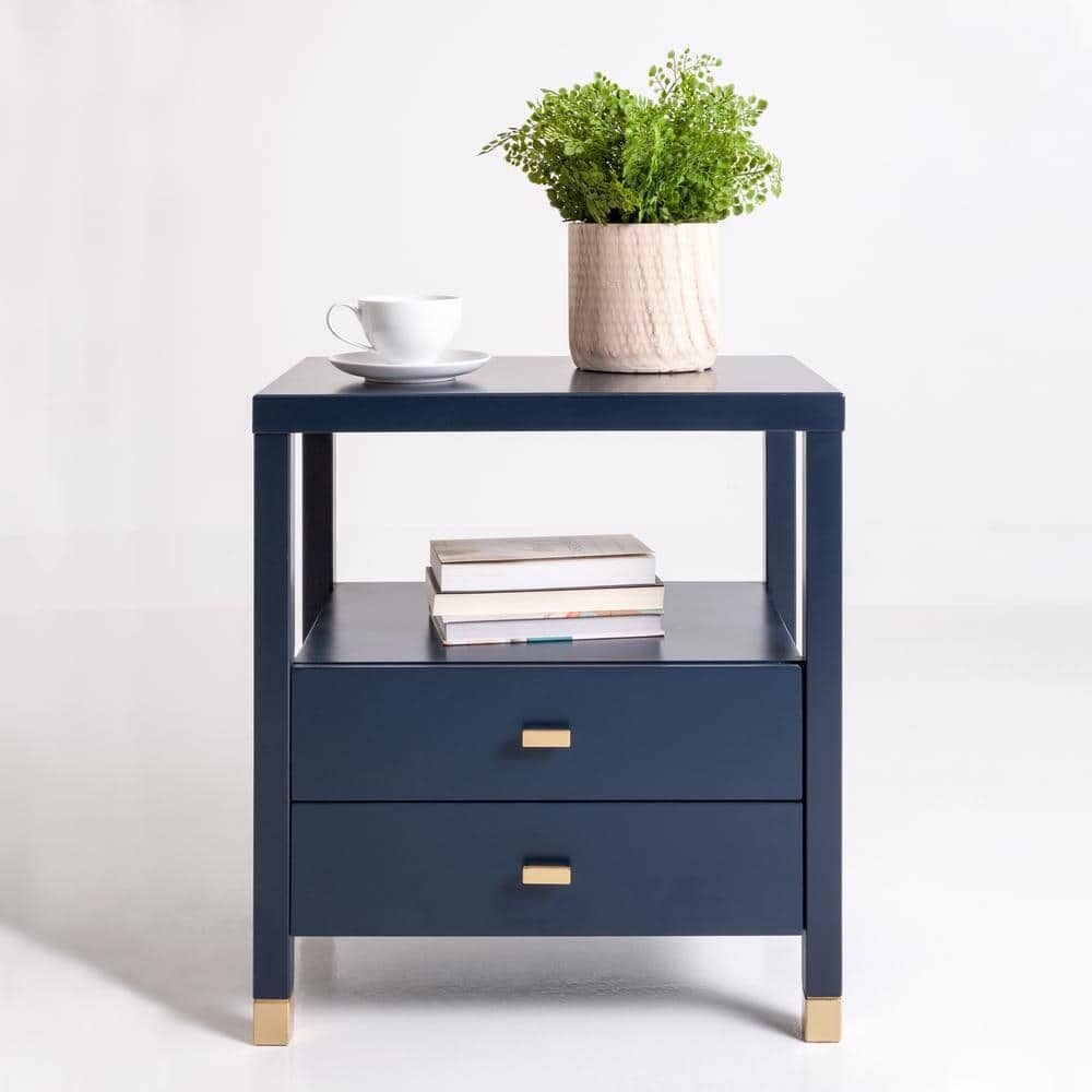 Hooper Navy 2 Drawer Accent Side Table