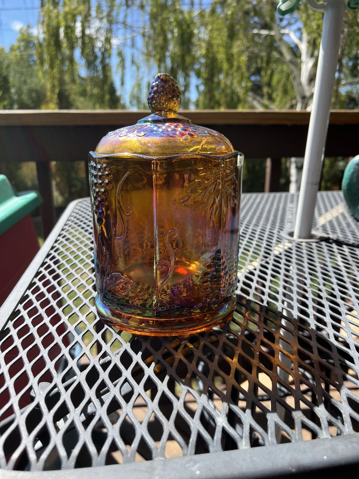 Carnival glass canister