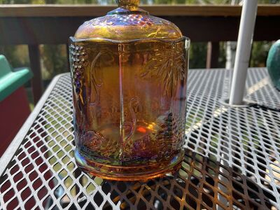 Carnival glass canister