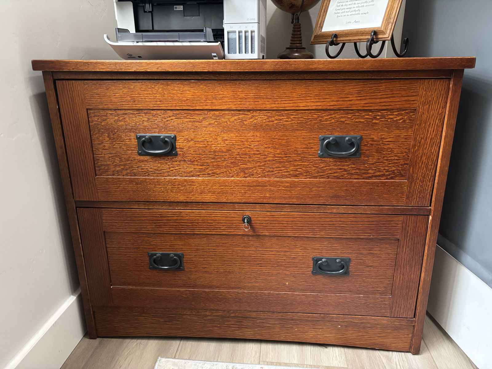 Beautiful wood lateral file cabinet.