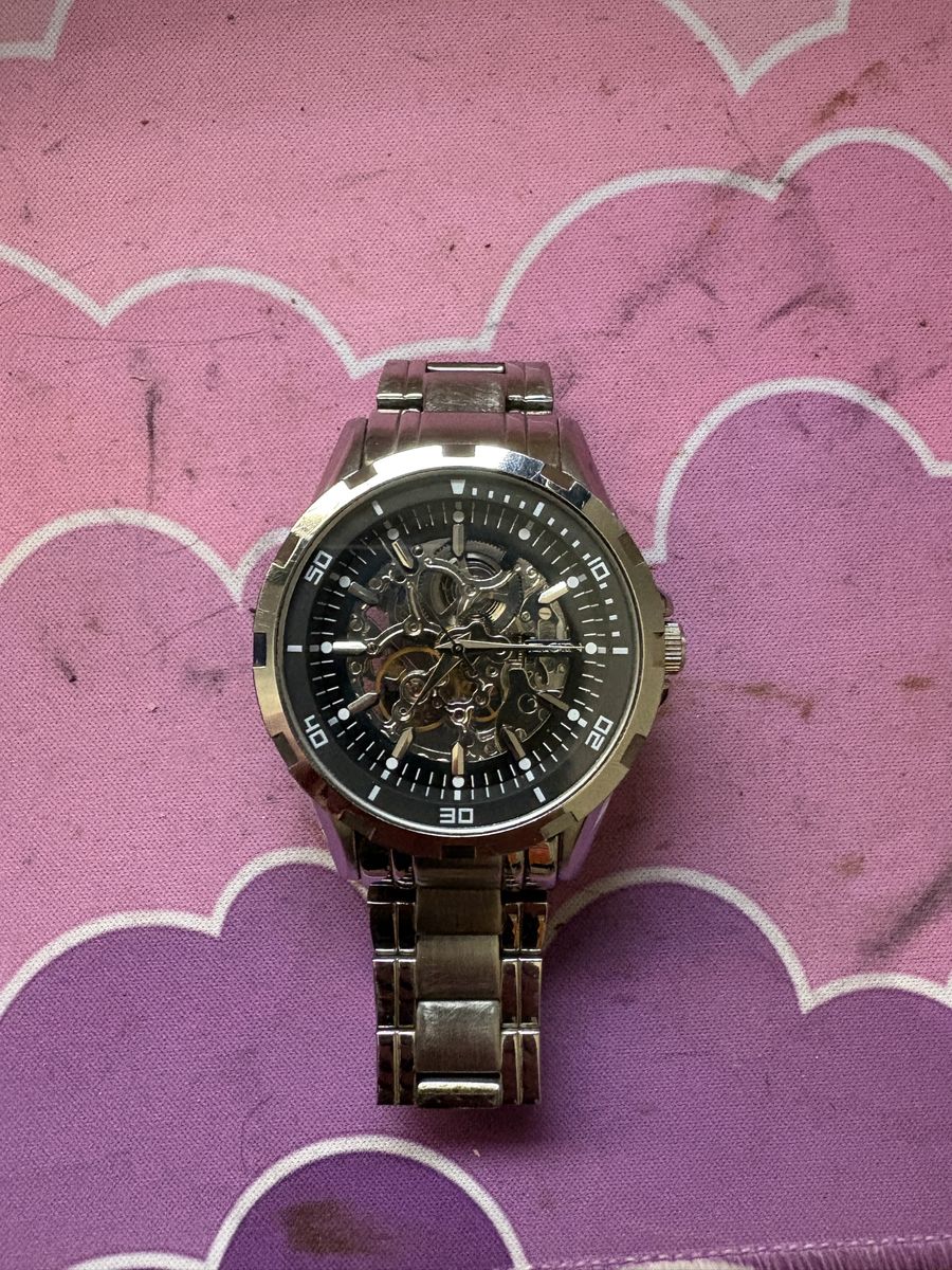 Elgin Automatic Skeleton Watch Silver Tone