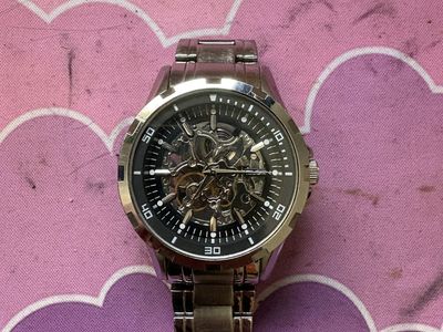 Elgin Automatic Skeleton Watch Silver Tone