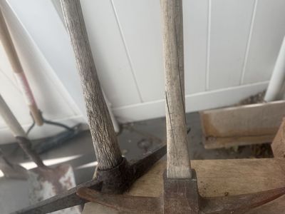 Tools - Shovels, post hold digger, weed wacker, picks, flat edger or scraper