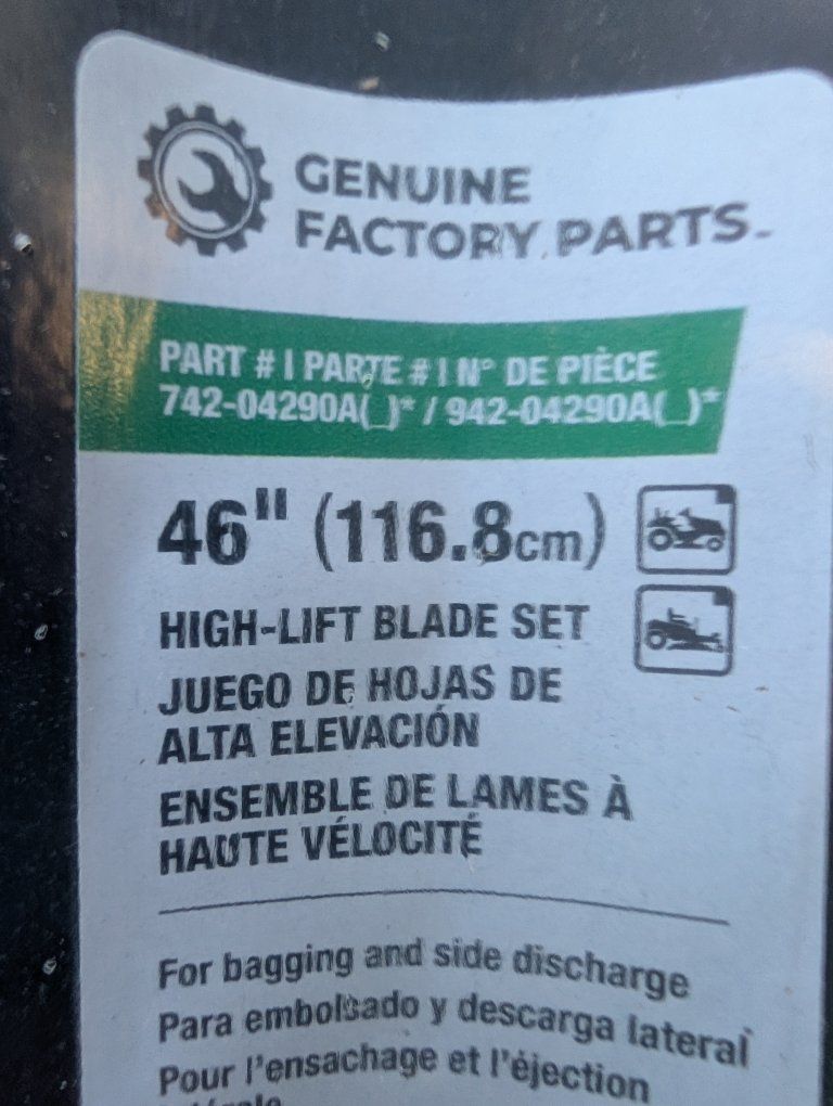 New Genuine Factory Part 46in High Lift blade set