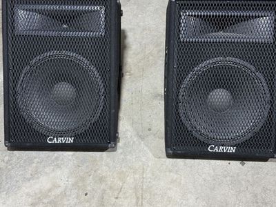 CARVIN 1542A POWERED STAGE MONITOR SPEAKERS (MATCHED PAIR) – 350W RMS – MADE IN USA – NICE