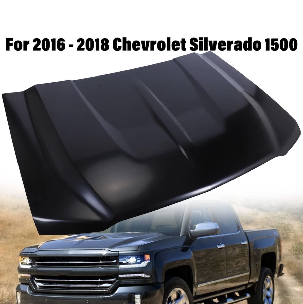 New Hood for 2016-2018 Chevrolet Silverado 1500 - Black Primed Steel