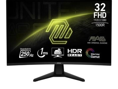 msi MAG 32C6X 31.5-inch 1920 x 1080 (FHD) Computer Monitor, 250Hz, AMD Adaptive Sync, HDR Ready, HDMI