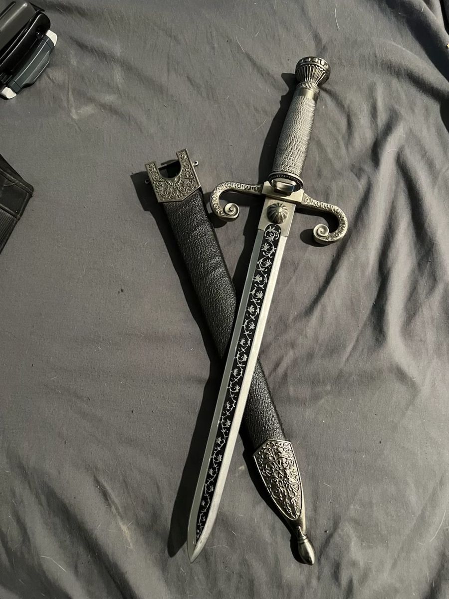 Decorative Medieval-Style Dagger with Ornate Hilt & Scabbard - Display Piece