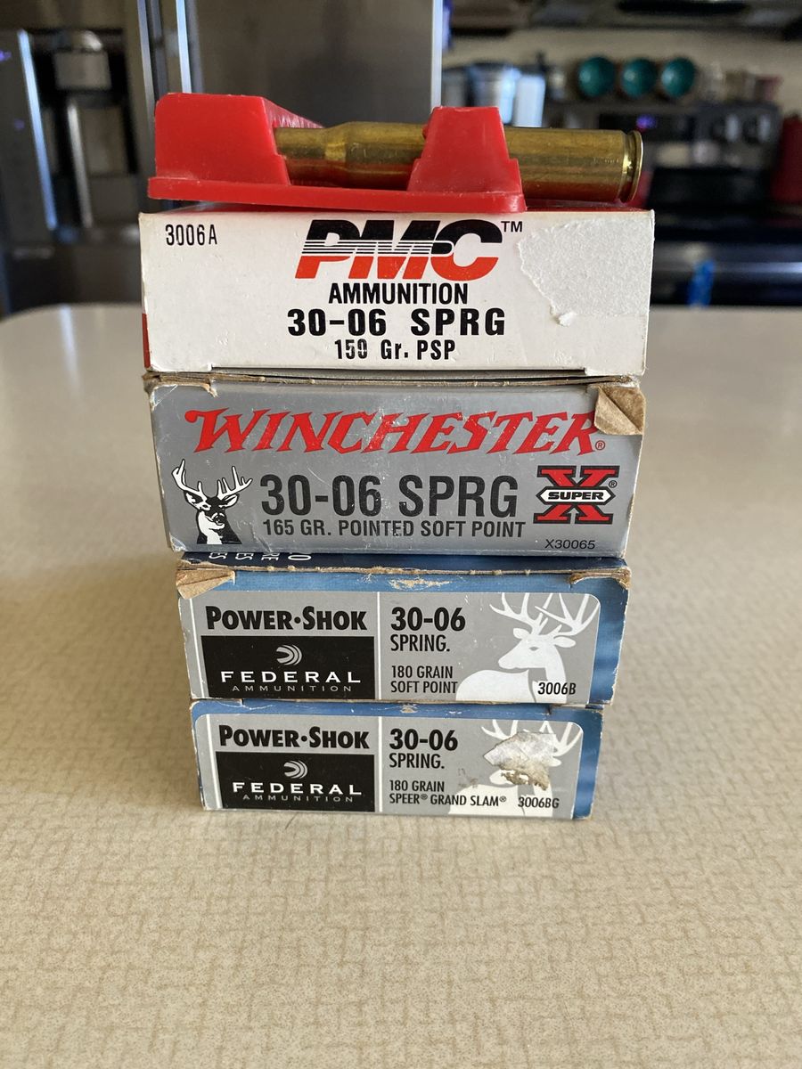 Mixed Lot .30-06 Springfield Ammo: PMC 150gr, Winchester 165gr, Federal 180gr - Hunting Rounds