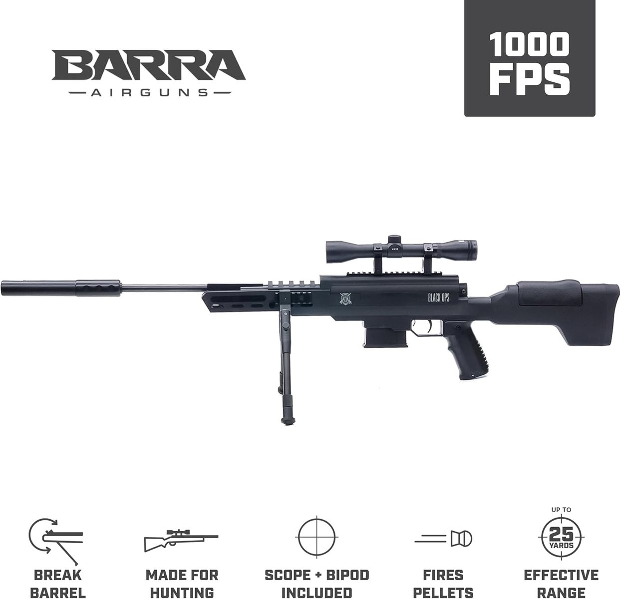 Barra Black Ops Sniper S .22 Cal Pellet Rifle — Loaded w/ Extras