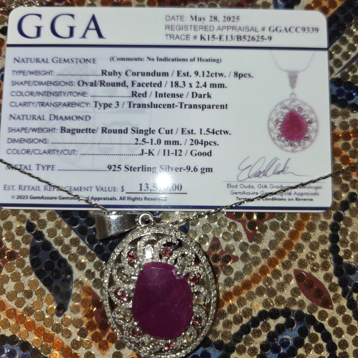 Ruby and diamond necklace for sale or trade