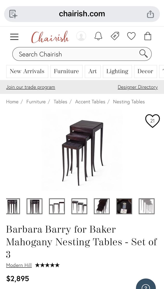 Barbara Barry for Baker Mahogany Nesting Tables