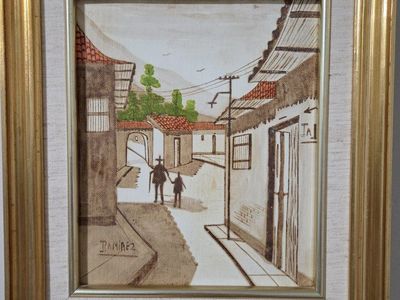 Framed Edgar Ramirez Street Scene Painting Signed Art