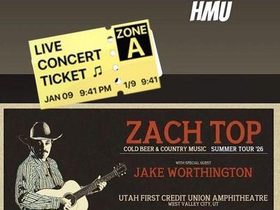 1 Zach Top & Jake Worthington Concert Ticket - Utah First Credit Union Amphitheatre July 9th