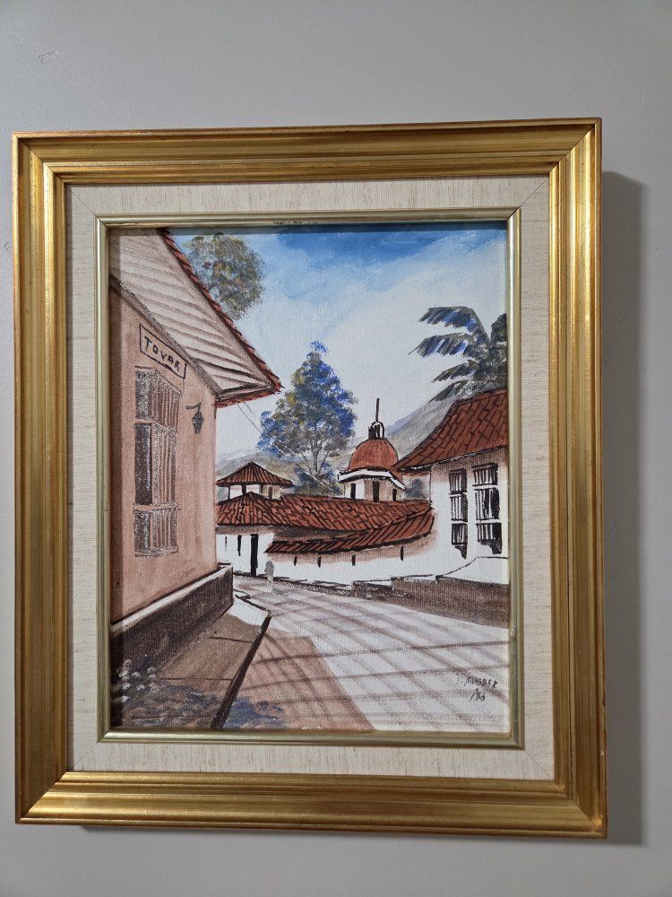 Framed Original Painting of Tovar Street Scene