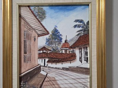 Framed Original Painting of Tovar Street Scene