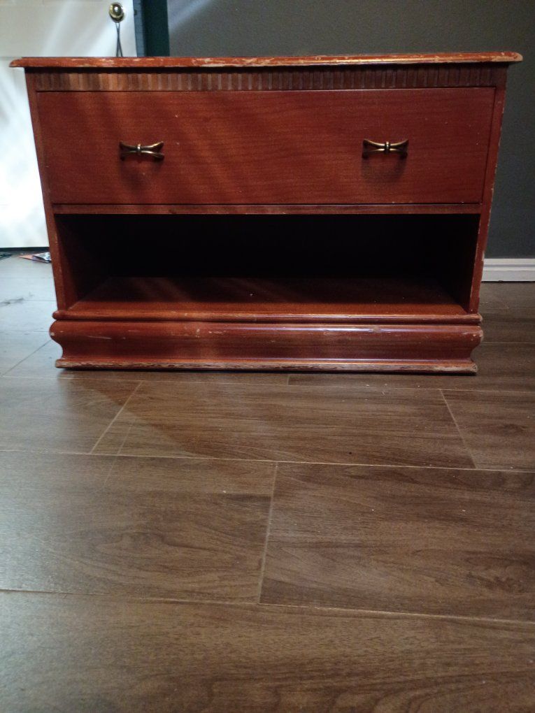 Vintage Small Wood Dresser/Nightstand, 2 Drawers, Mid-Century Style, 25.5" H x 22" W