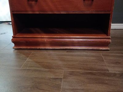 Vintage Small Wood Dresser/Nightstand, 2 Drawers, Mid-Century Style, 25.5" H x 22" W